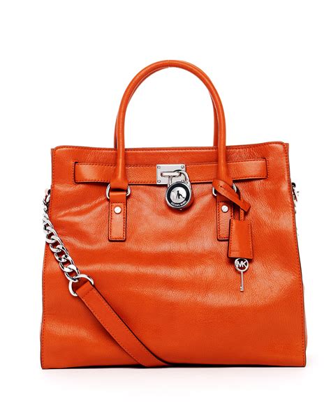 michael kors burnt orange hamilton tote|michael kors hamilton large satchel.